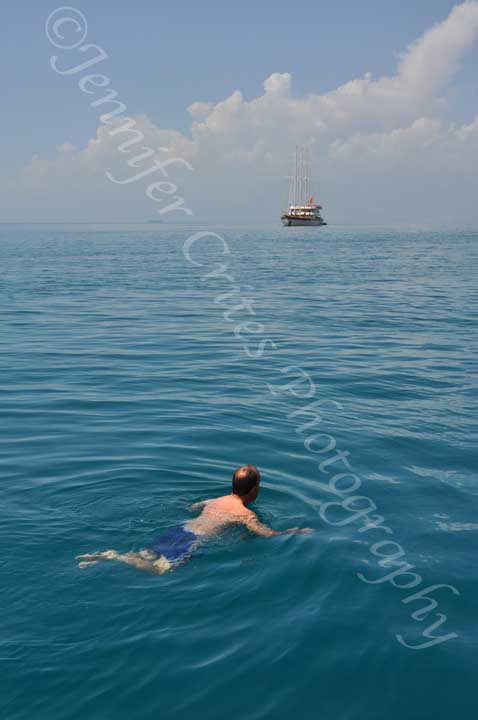 man swimming in Mediterranean